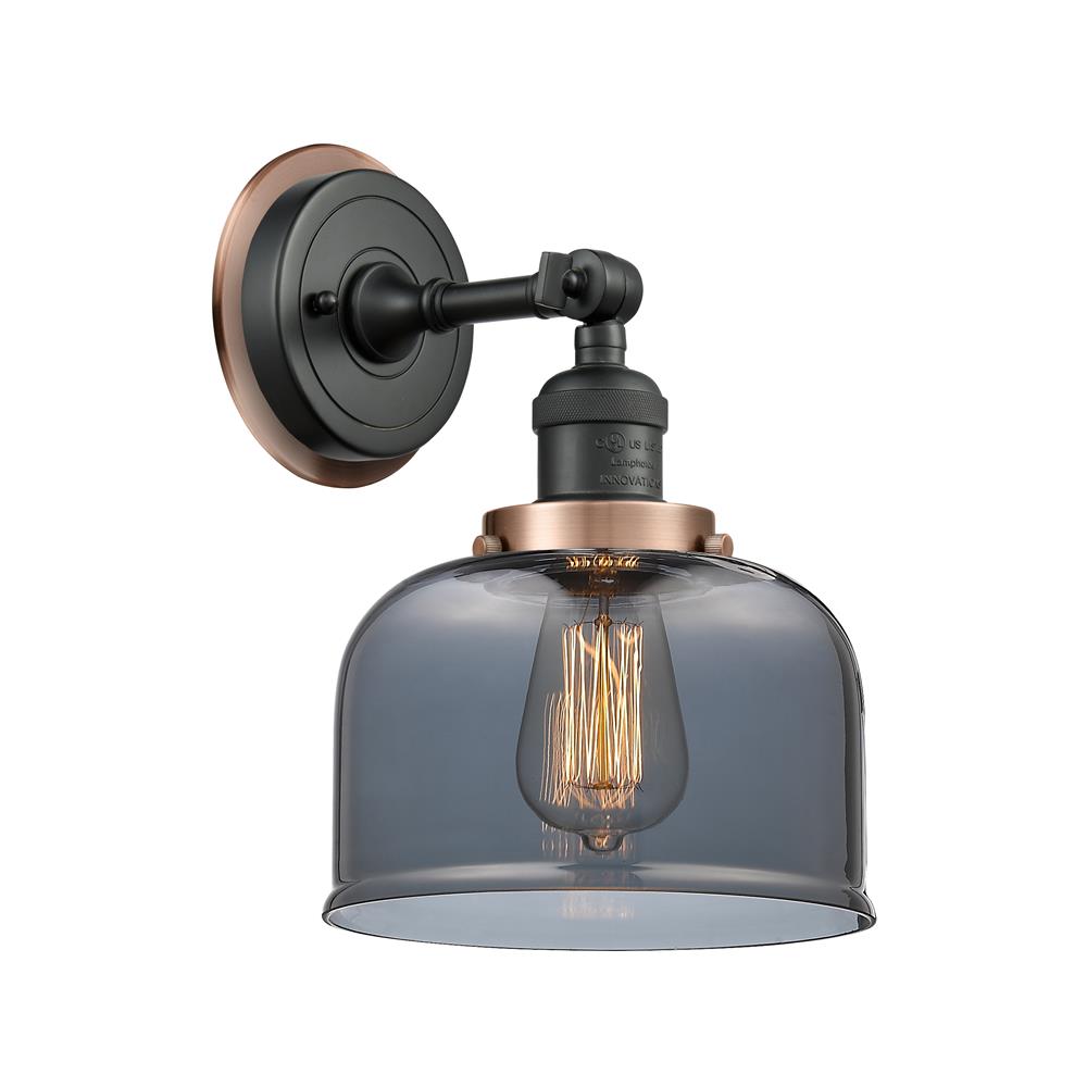 Innovations 203BK-BPAC-HRAC-G73 Large Bell 1 Light Mixed Metals Sconce in Matte Black