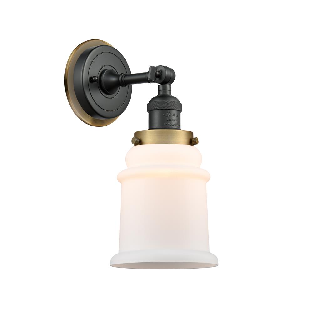 Innovations 203BK-BPBB-HRBB-G181 Canton 1 Light Mixed Metals Sconce in Matte Black