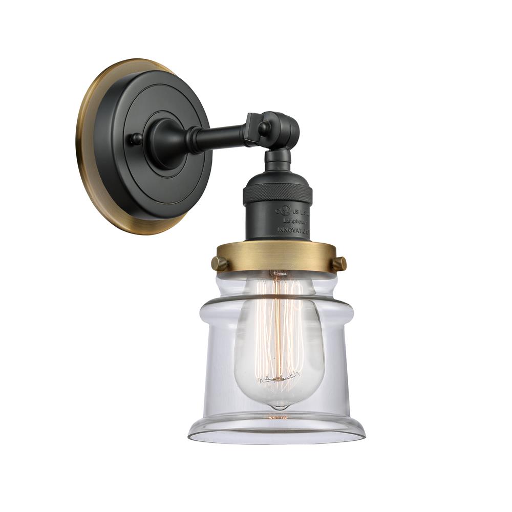 Innovations 203BK-BPBB-HRBB-G182S Small Canton 1 Light Mixed Metals Sconce in Matte Black
