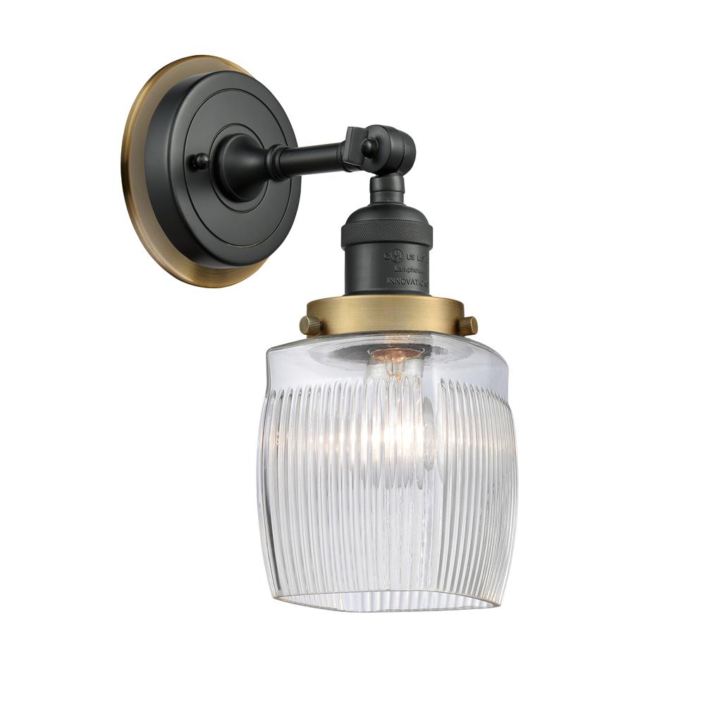 Innovations 203BK-BPBB-HRBB-G302 Colton 1 Light Mixed Metals Sconce in Matte Black