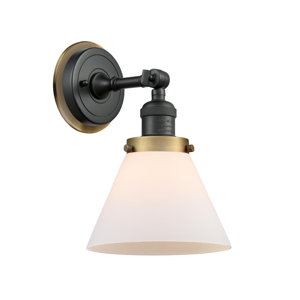 Innovations 203BK-BPBB-HRBB-G41 Large Cone 1 Light Mixed Metals Sconce in Matte Black