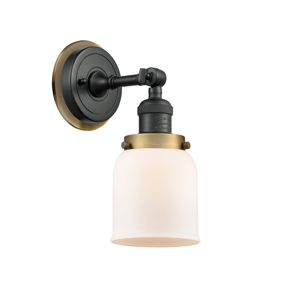 Innovations 203BK-BPBB-HRBB-G51 Small Bell 1 Light Mixed Metals Sconce in Matte Black