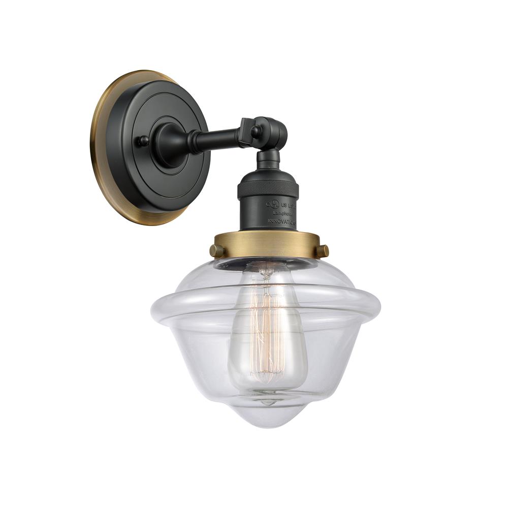 Innovations 203BK-BPBB-HRBB-G532 Small Oxford 1 Light Mixed Metals Sconce in Matte Black
