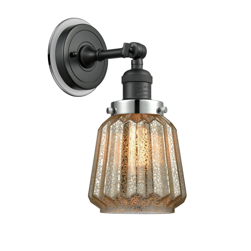Innovations 203BK-BPPC-HRPC-G146 Chatham 1 Light Mixed Metals Sconce in Matte Black