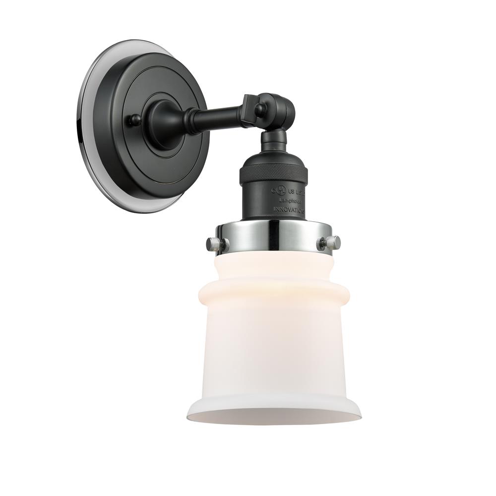 Innovations 203BK-BPPC-HRPC-G181S Small Canton 1 Light Mixed Metals Sconce in Matte Black