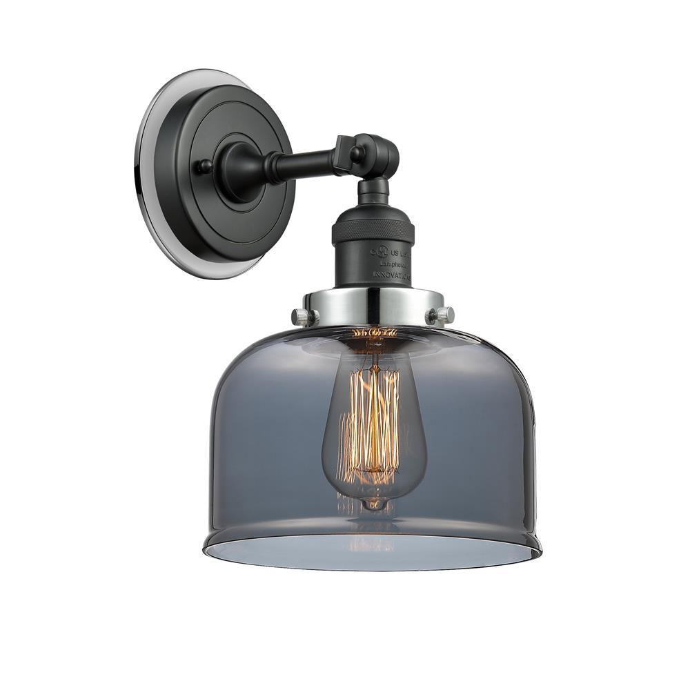 Innovations 203BK-BPPC-HRPC-G73 Large Bell 1 Light Mixed Metals Sconce in Matte Black