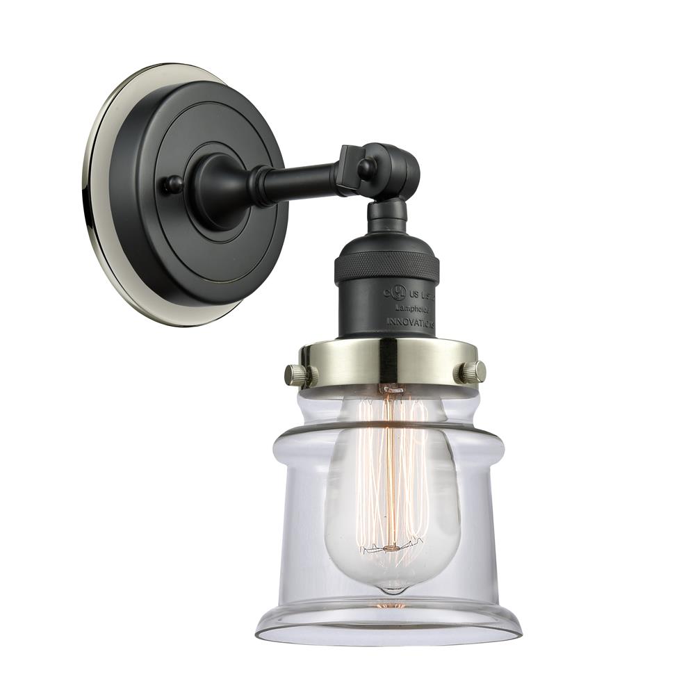 Innovations 203BK-BPPN-HRPN-G182S Small Canton 1 Light Mixed Metals Sconce in Matte Black
