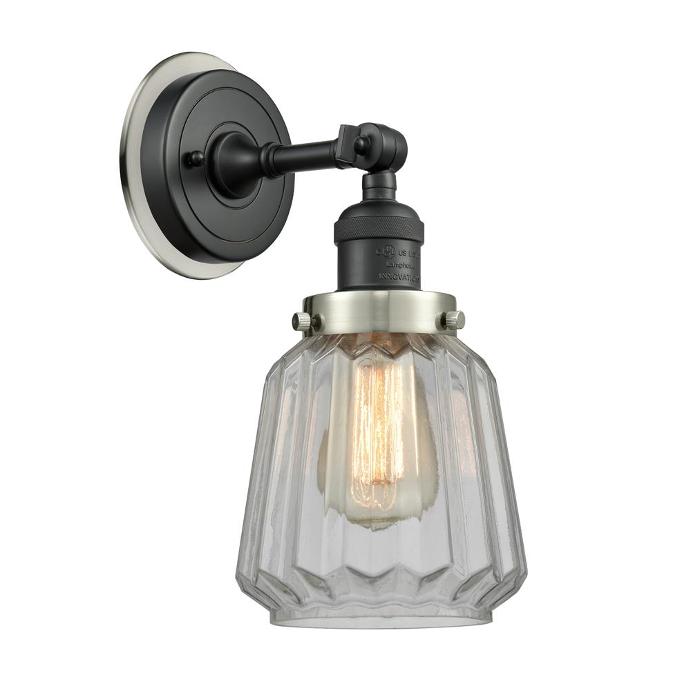 Innovations 203BK-BPSN-HRSN-G142 Chatham 1 Light Mixed Metals Sconce in Matte Black