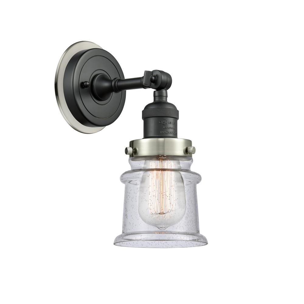 Innovations 203BK-BPSN-HRSN-G184S Small Canton 1 Light Mixed Metals Sconce in Matte Black