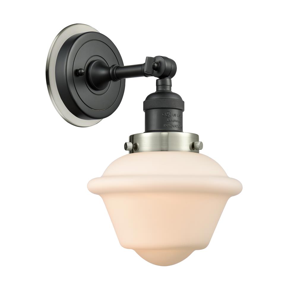 Innovations 203BK-BPSN-HRSN-G531 Small Oxford 1 Light Mixed Metals Sconce in Matte Black