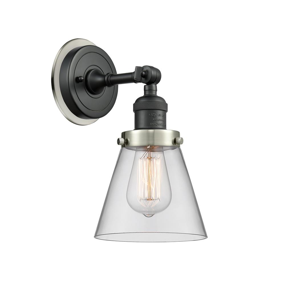 Innovations 203BK-BPSN-HRSN-G62 Small Cone 1 Light Mixed Metals Sconce in Matte Black