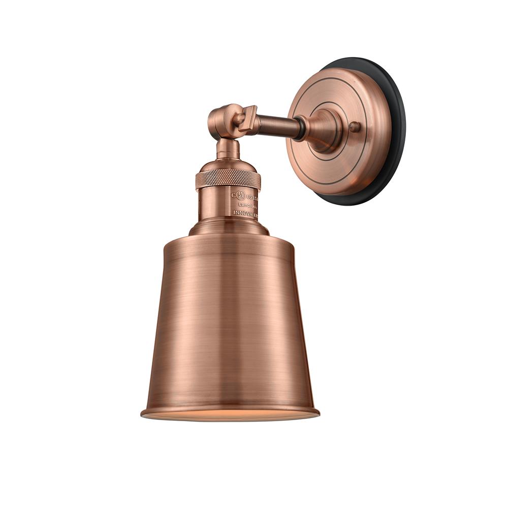 Innovations 203BP-ACBK-M9-AC Addison Sconce 1 Light  in Antique Copper with Antique Copper Addison Cone Metal Shade
