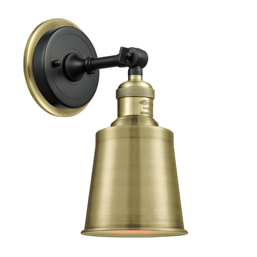 Innovations 203BP-BABAB-M9-AB Addison Sconce 1 Light  in Black Antique Brass with Antique Brass Addison Cone Metal Shade