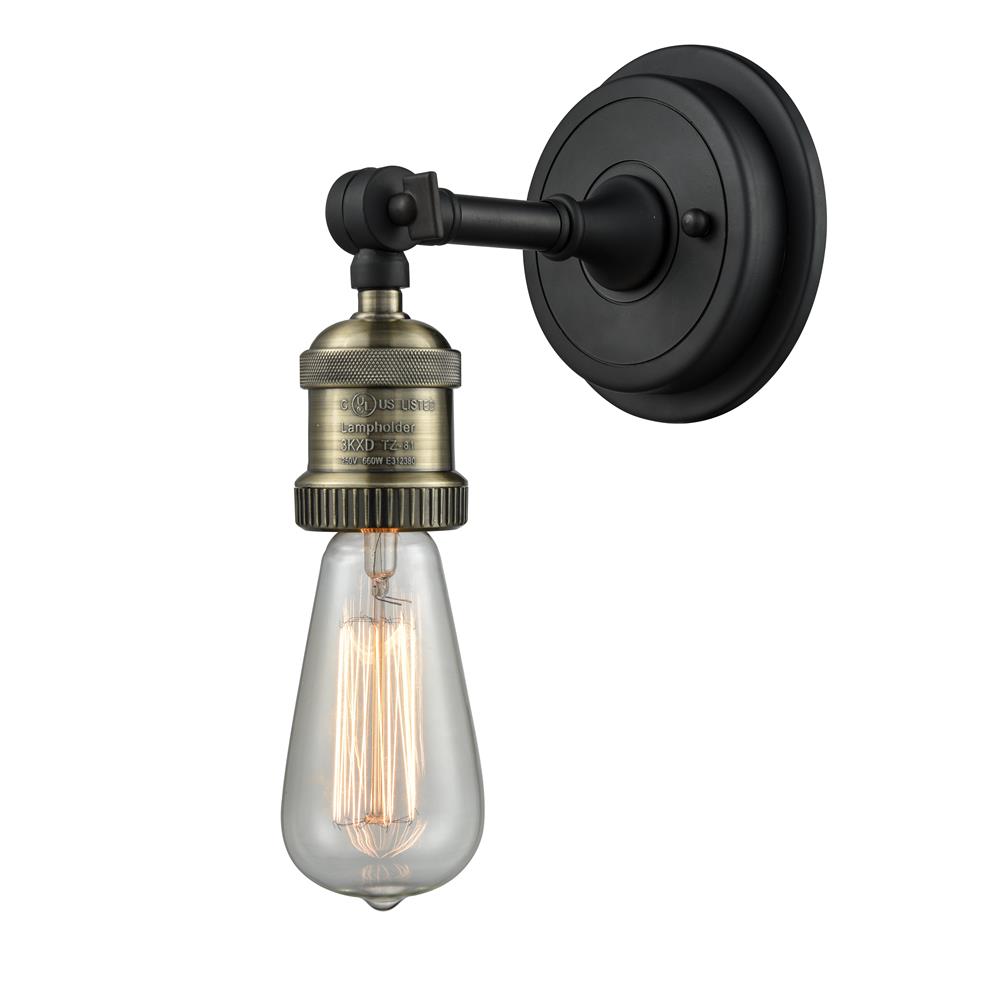 Innovations 203BP-BAB Bare Bulb 1 Light Sconce in Black Antique Brass