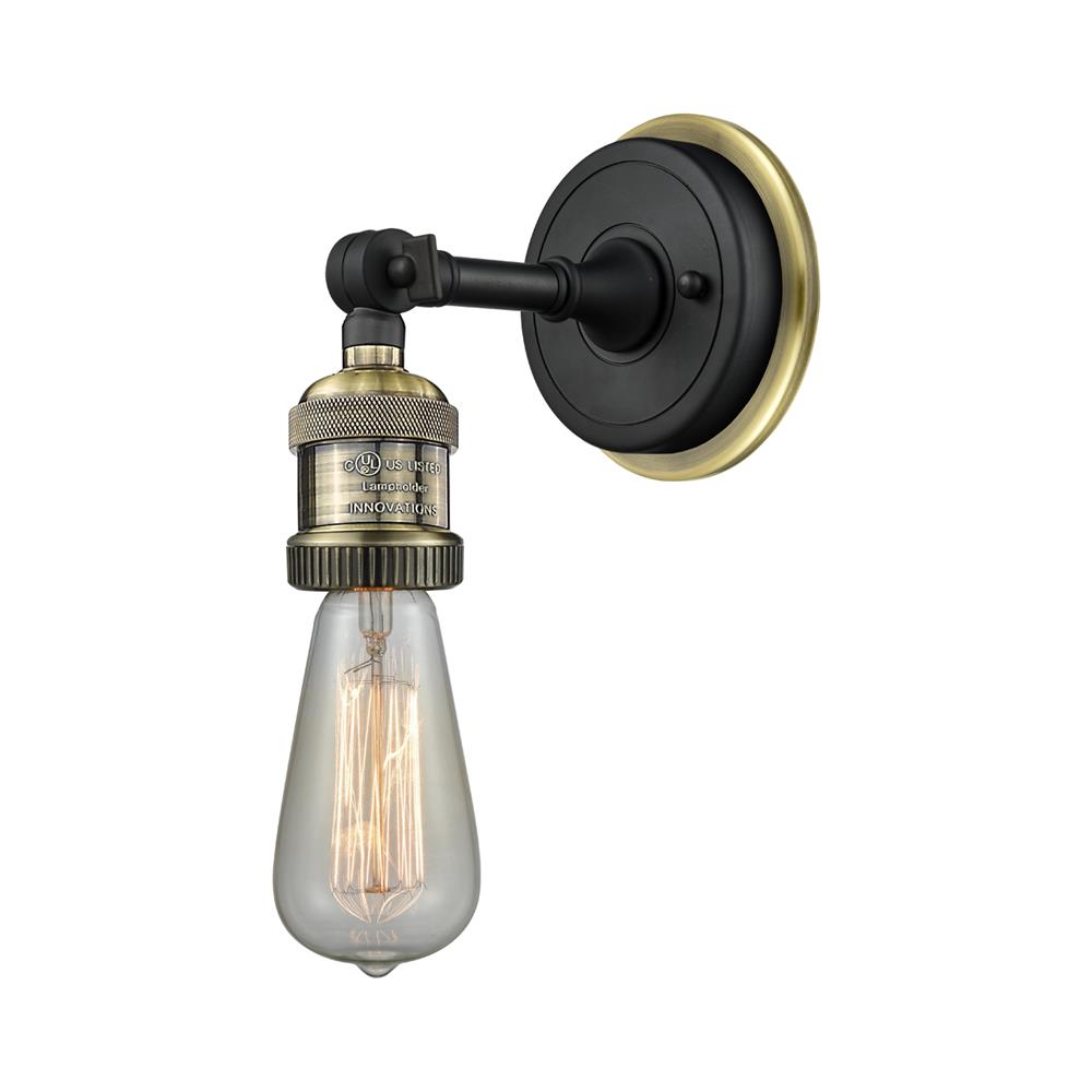 Innovations 203BPNH-BABAB Bare Bulb Sconce 1 Light  in Black Antique Brass
