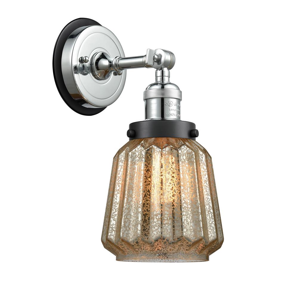 Innovations 203PC-BPBK-HRBK-G146 Chatham 1 Light Mixed Metals Sconce in Polished Chrome