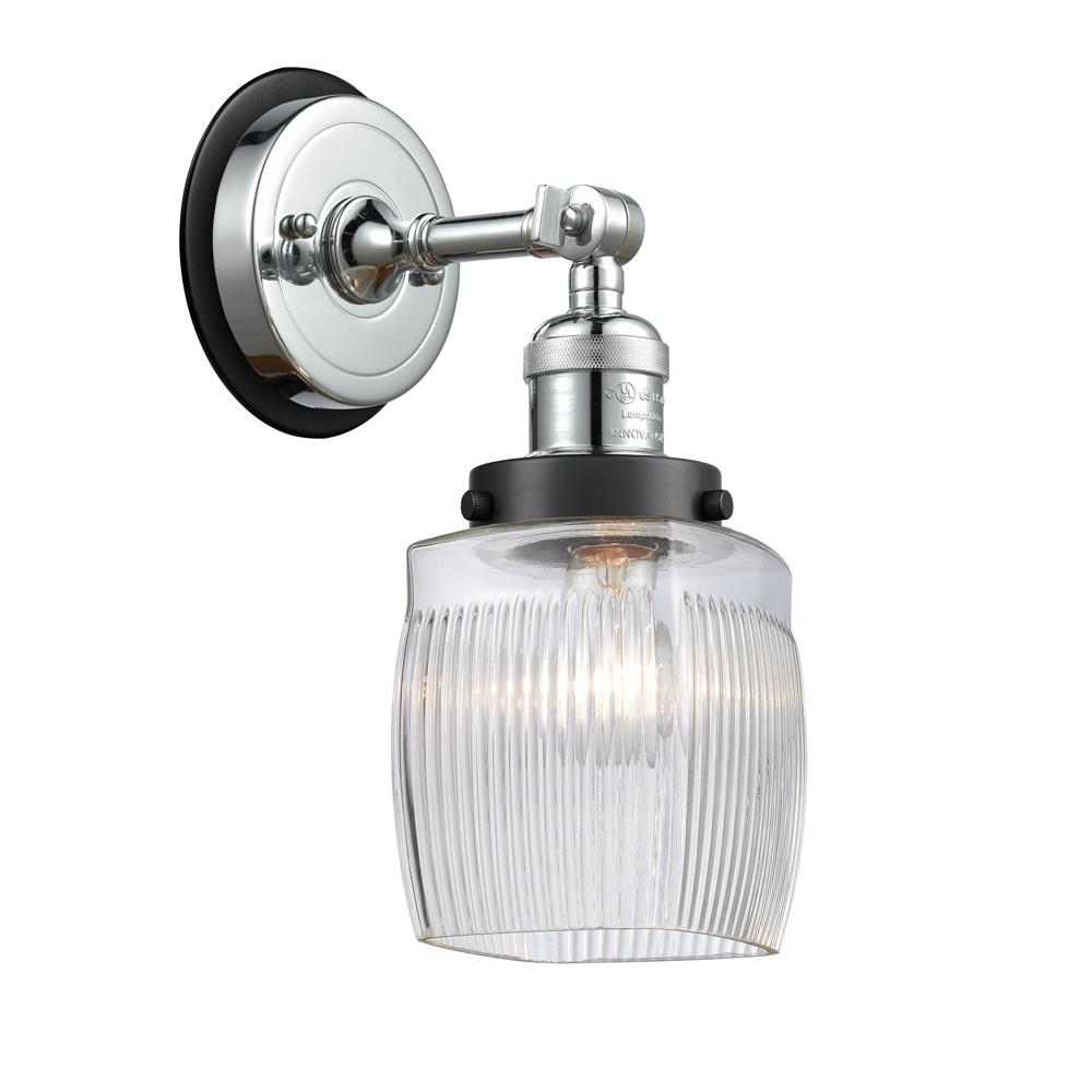 Innovations 203PC-BPBK-HRBK-G302 Colton 1 Light Mixed Metals Sconce in Polished Chrome