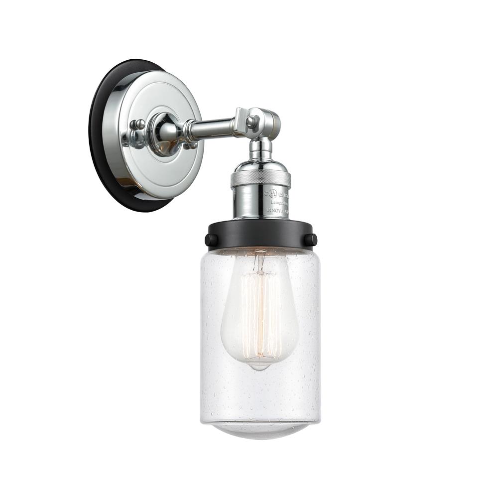 Innovations 203PC-BPBK-HRBK-G314 Dover 1 Light Mixed Metals Sconce in Polished Chrome