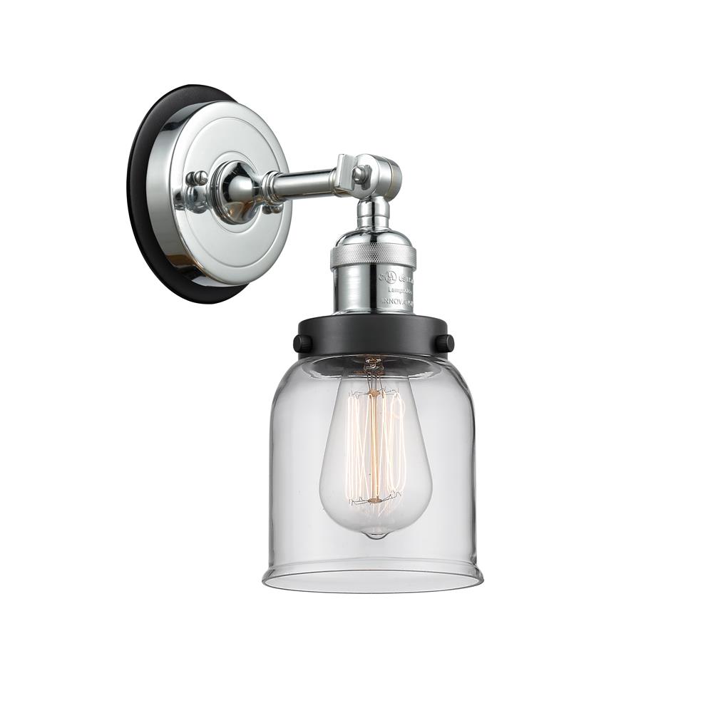 Innovations 203PC-BPBK-HRBK-G52 Small Bell 1 Light Mixed Metals Sconce in Polished Chrome