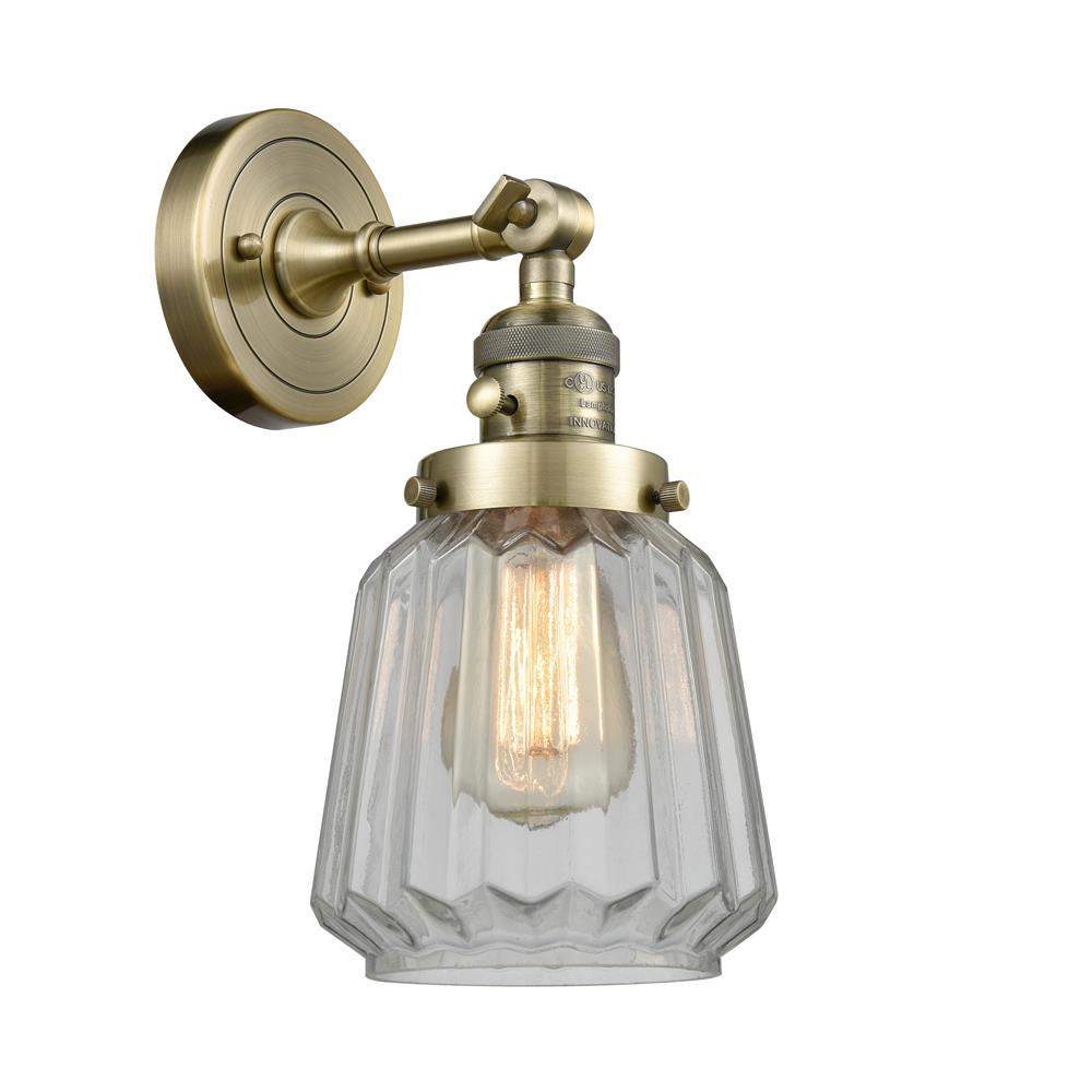 Innovations 203SW-AB-G142 1 Light Chatham 6 inch Sconce with a "High-Low-Off" Switch.