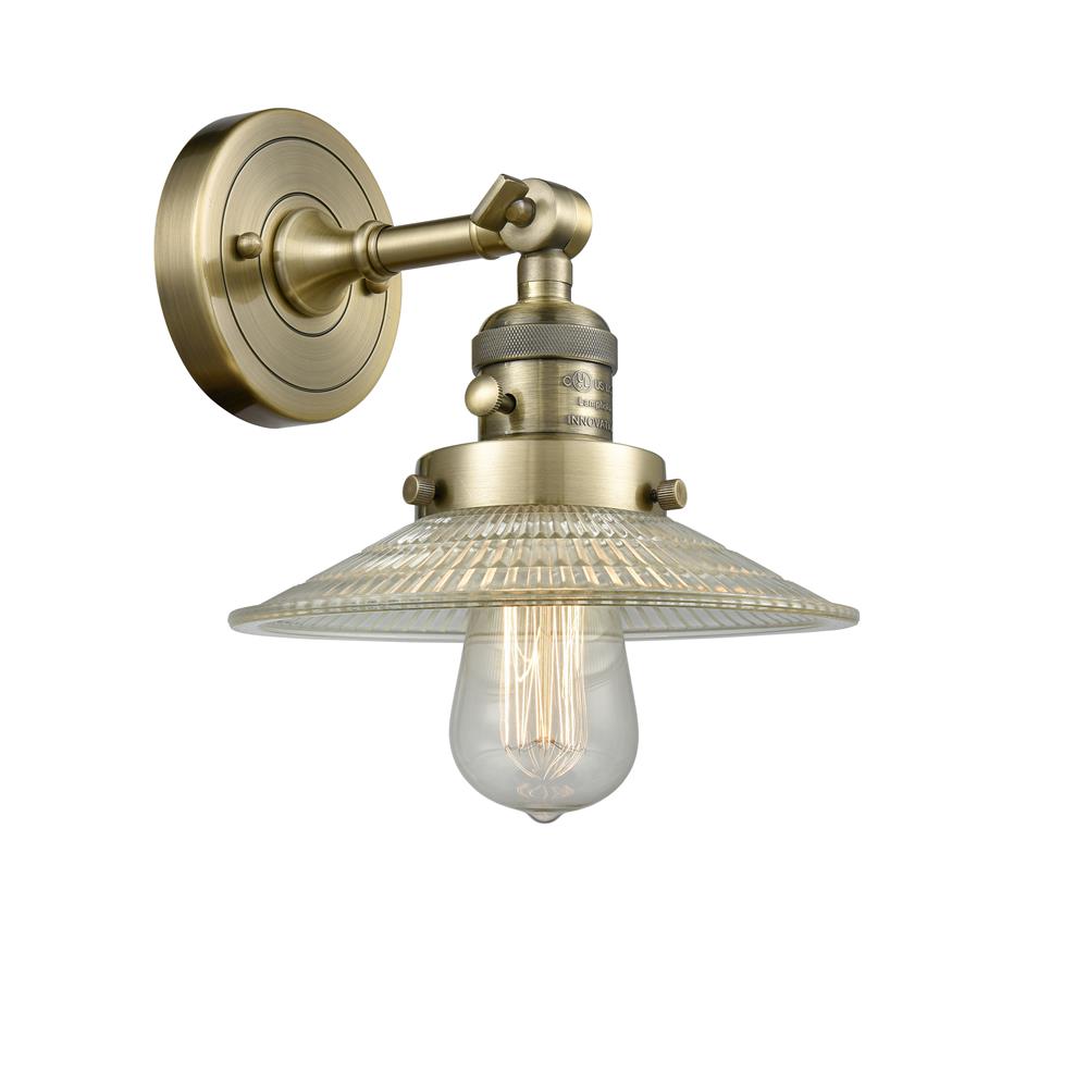 Innovations 203SW-AB-G2-LED 1 Light Vintage Dimmable LED Halophane 10 inch Sconce with a "High-Low-Off" Switch.