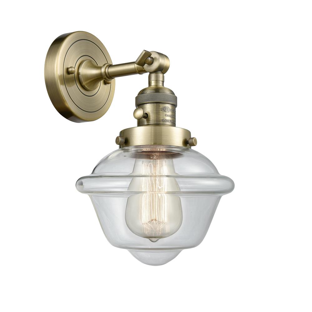 Innovations 203SW-AB-G532-LED 1 Light Vintage Dimmable LED Small Oxford 8 inch Sconce with a "High-Low-Off" Switch.