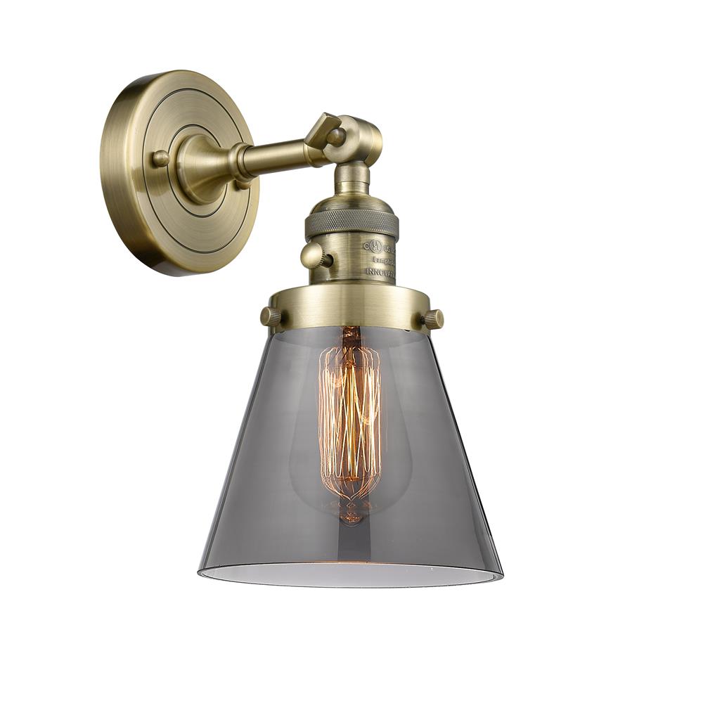 Innovations 203SW-AB-G63 1 Light Small Cone 6 inch Sconce with a "High-Low-Off" Switch.