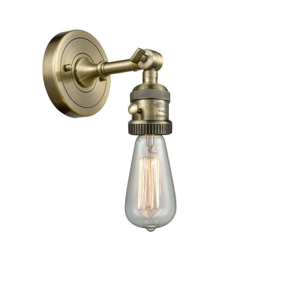 Innovations 203SW-AB Bare Bulb 1 Light 5" Sconce On-Off Turn Switch in Antique Brass