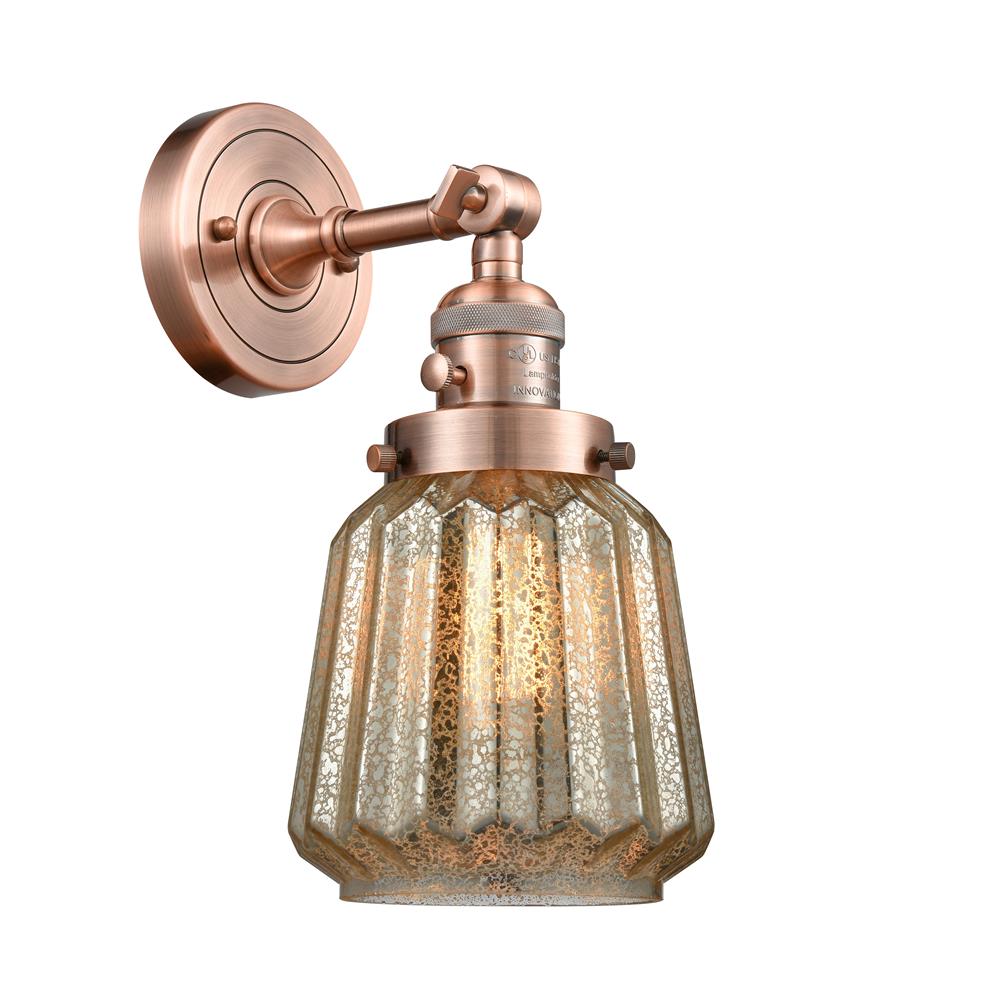 Innovations 203SW-AC-G146-LED 1 Light Vintage Dimmable LED Chatham 6 inch Sconce with a "High-Low-Off" Switch.