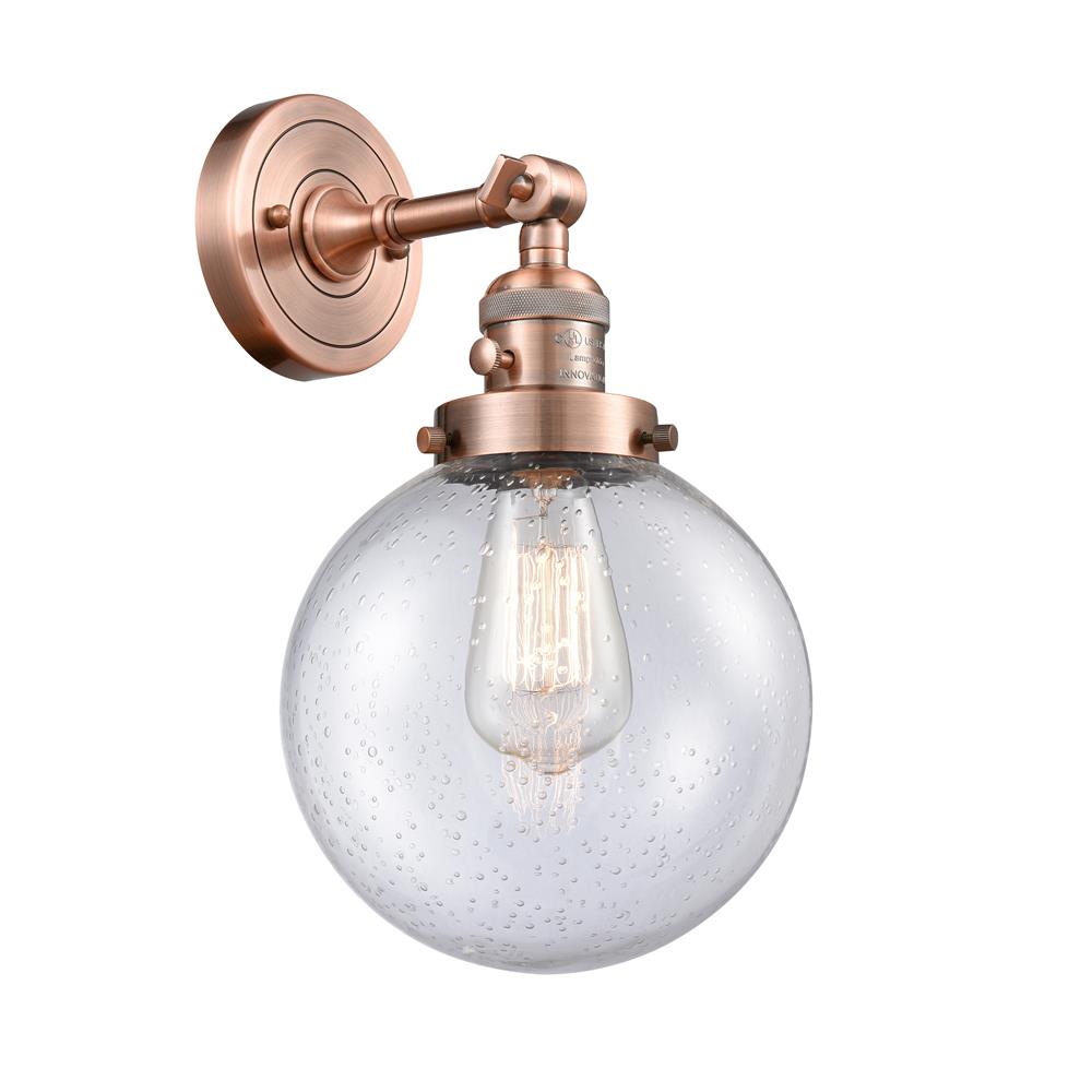 Innovations 203SW-AC-G204-8-LED 1 Light Vintage Dimmable LED Beacon 8 inch Sconce with a "High-Low-Off" Switch.