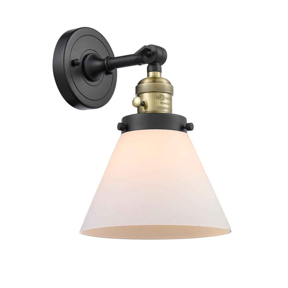 Innovations 203SW-BAB-G41-LED 1 Light Vintage Dimmable LED Large Cone 8 inch Sconce with a "High-Low-Off" Switch.