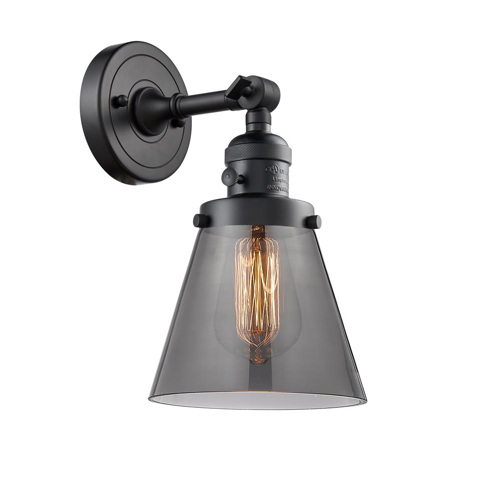 Innovations 203SW-BK-G63 1 Light Small Cone 6 inch Sconce with a "High-Low-Off" Switch.