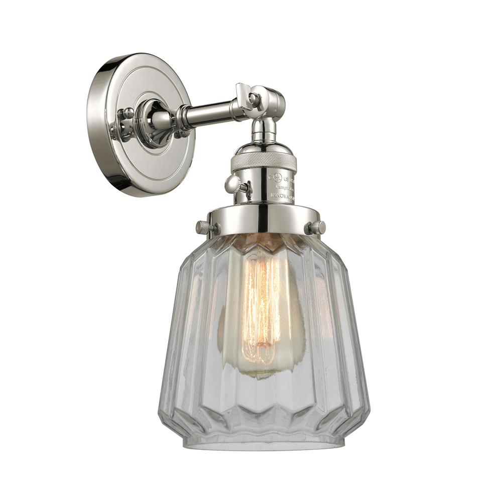 Innovations 203SW-PN-G142-LED 1 Light Vintage Dimmable LED Chatham 6 inch Sconce with a "High-Low-Off" Switch.