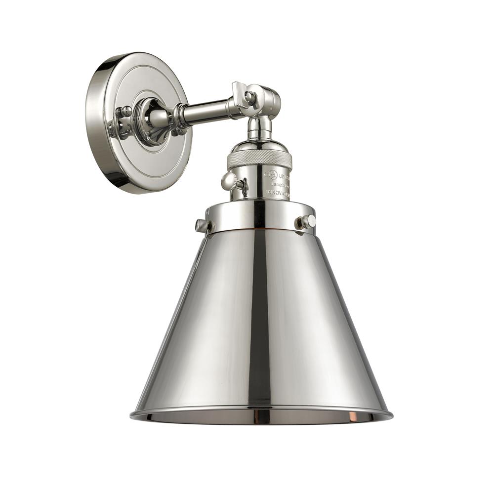 Innovations 203SW-PN-M13-PN 1 Light Appalachian 8 inch Sconce with a "High-Low-Off" Switch.
