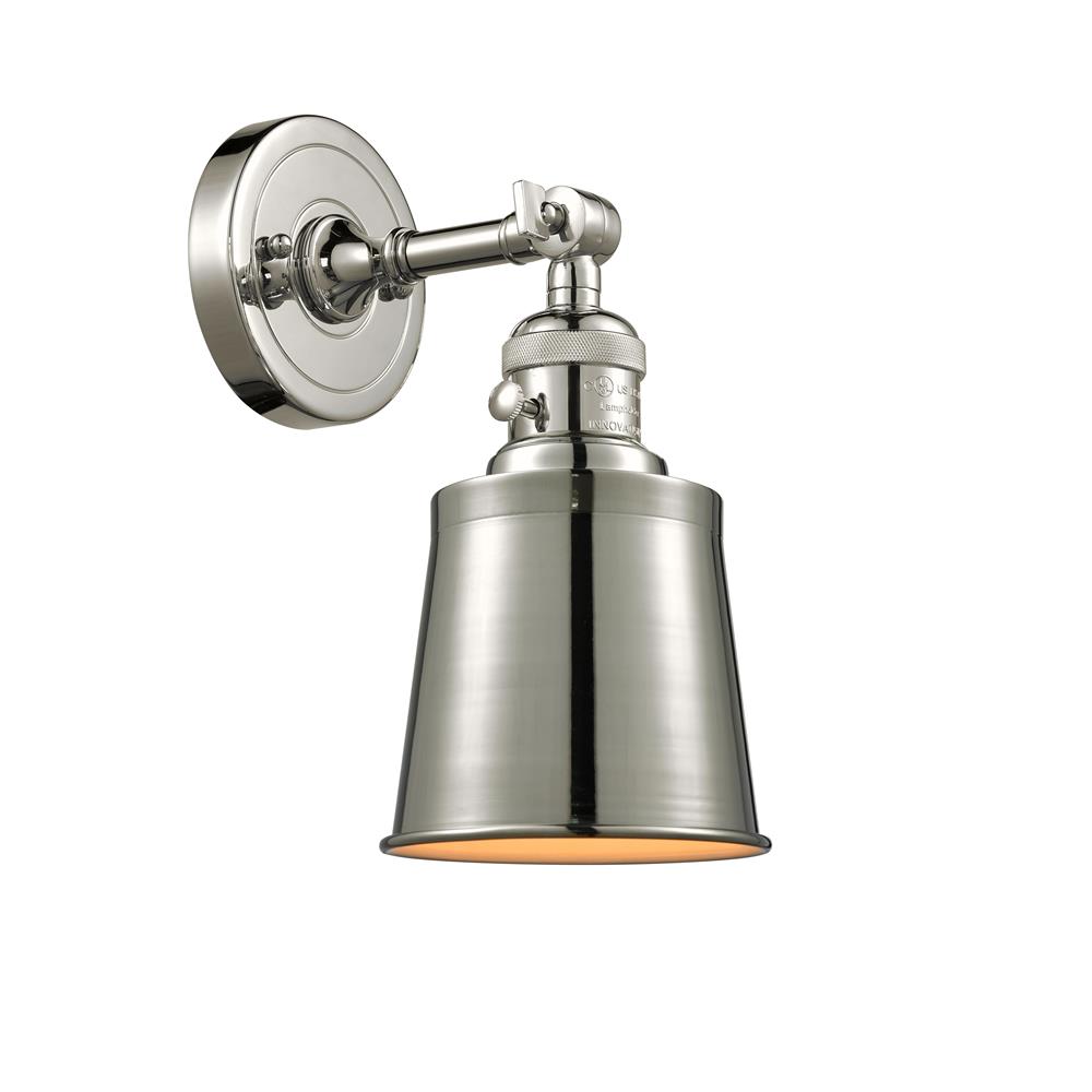 Innovations 203SW-PN-M9 Addison Sconce 1 Light  in Polished Nickel with Polished Nickel Addison Cone Metal Shade