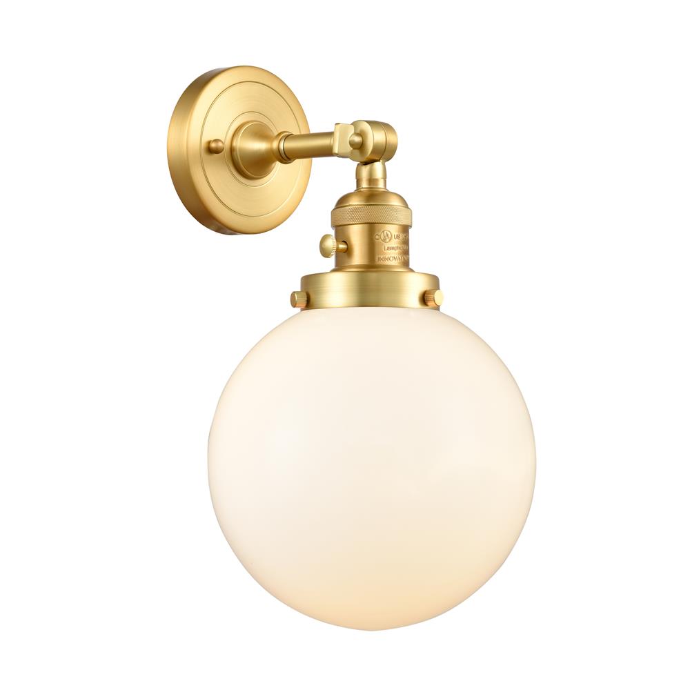 Innovations 203SW-SG-G201-8 Large Beacon Sconce 1 Light  in Satin Gold