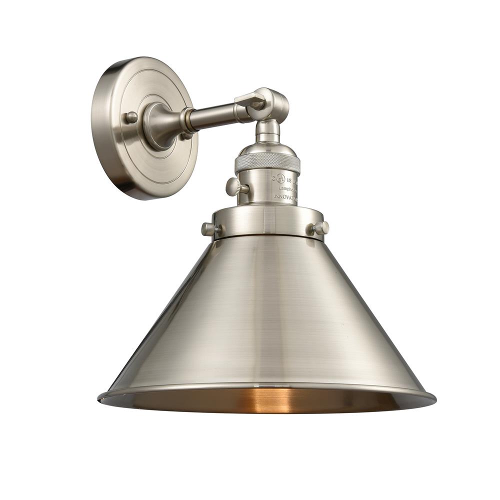 Innovations 203SW-SN-M10-SN 1 Light Briarcliff 10 inch Sconce with a "High-Low-Off" Switch.