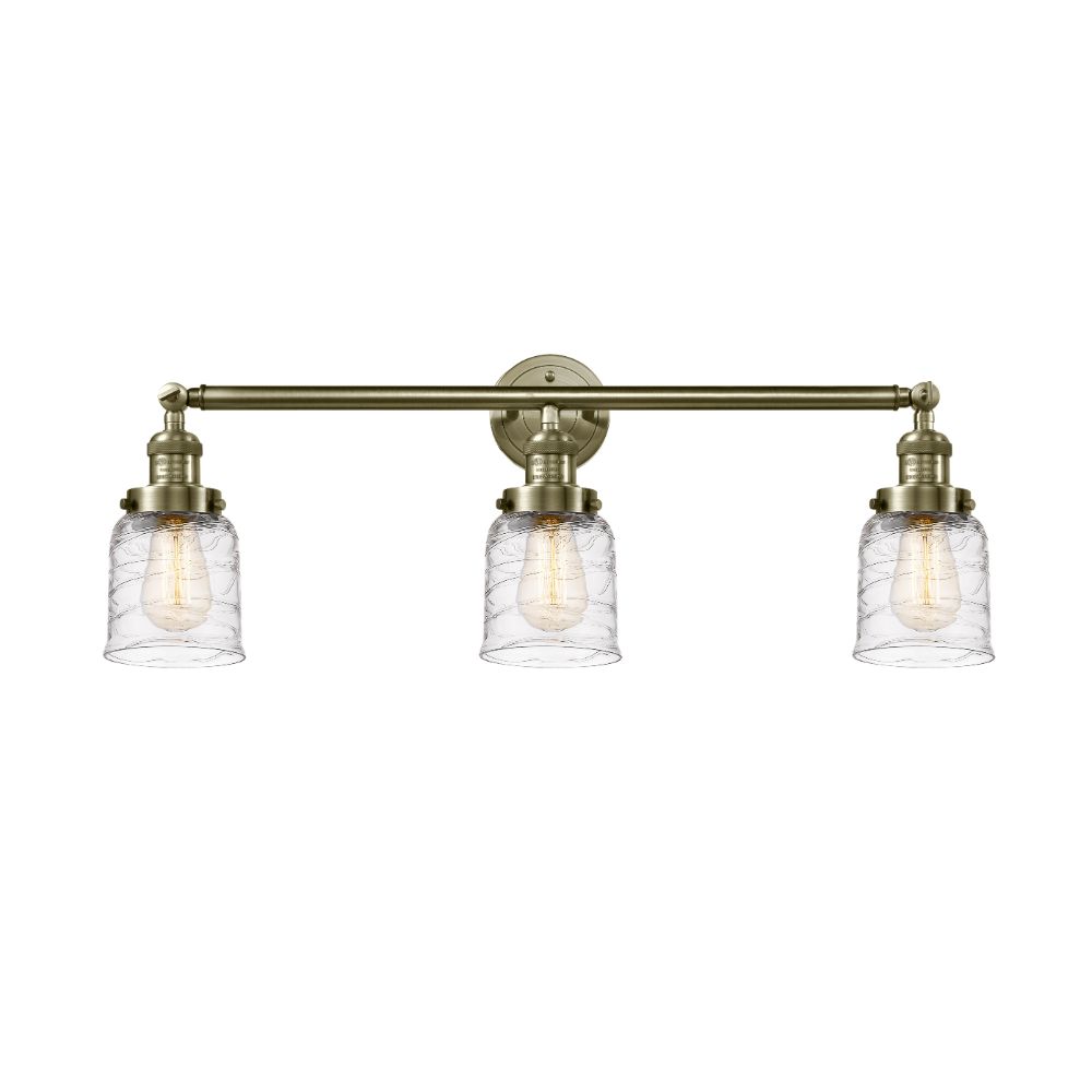 Innovations 205-AB-G513 Small Bell 3 Light Bath Vanity Light in Antique Brass