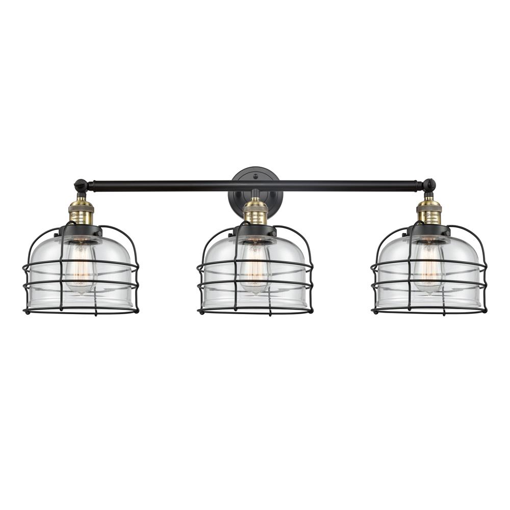 Innovations 205-BAB-G72-CE-LED Black Antique Brass Large Bell Cage 3 Light Bath Vanity Light