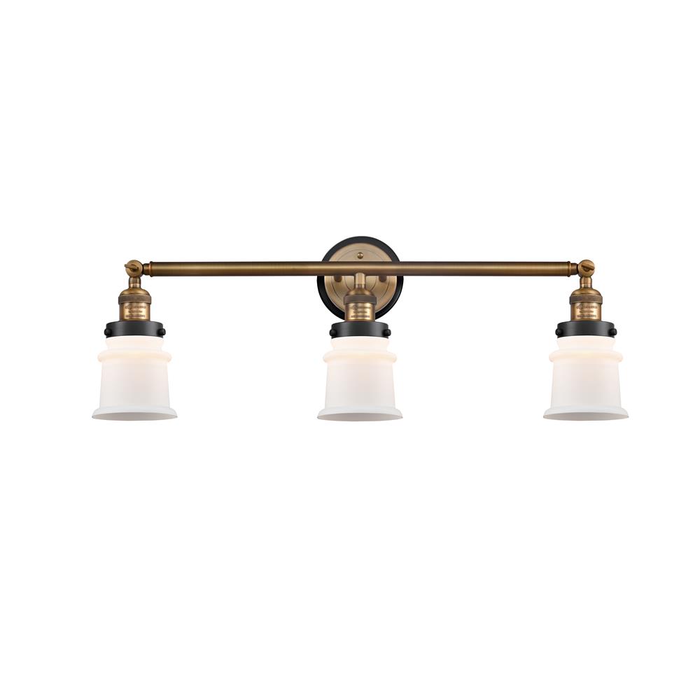 Innovations 205BB-BPBK-HRBK-G181S Small Canton 3 Light Mixed Metals Bath Vanity Light Mixed Metals in Brushed Brass