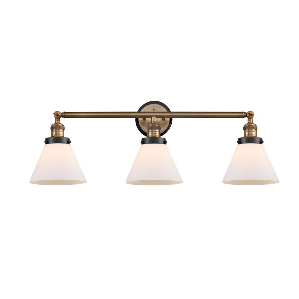 Innovations 205BB-BPBK-HRBK-G41 Large Cone 3 Light Mixed Metals Bath Vanity Light Mixed Metals in Brushed Brass