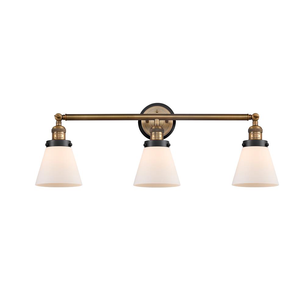 Innovations 205BB-BPBK-HRBK-G61 Small Cone 3 Light Mixed Metals Bath Vanity Light Mixed Metals in Brushed Brass