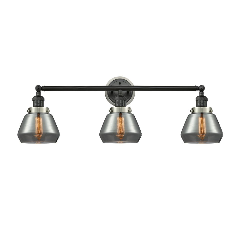 Innovations 205BK-BPSN-HRSN-G173 Fulton 3 Light Mixed Metals Bath Vanity Light Mixed Metals part of the Franklin Restoration Collection in Matte Black