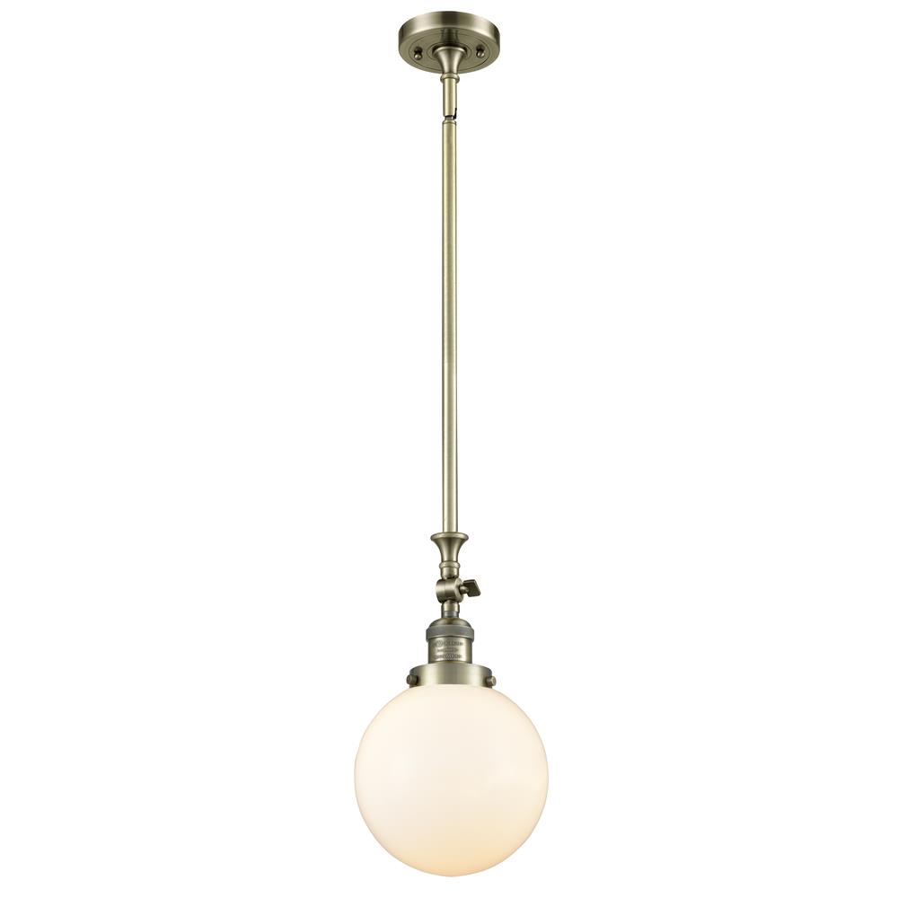 Innovations 206-BB-G201-8-LED 1 Light Vintage Dimmable LED Beacon 8 inch Mini Pendant in Brushed Brass