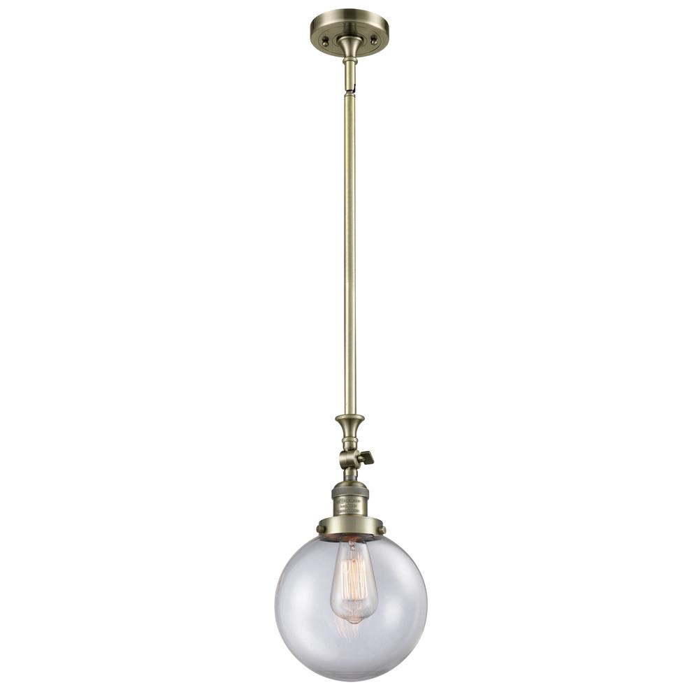 Innovations 206-AB-G202-8-LED 1 Light Vintage Dimmable LED Beacon 8 inch Mini Pendant