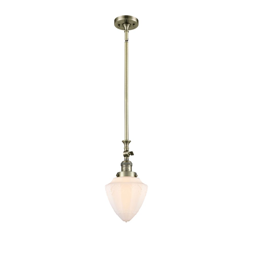 Innovations 206-AB-G661-12 Bullet Large 1 Light Mini Pendant part of the Franklin Restoration Collection in Antique Brass