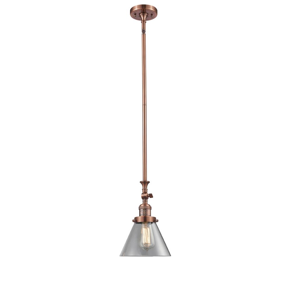 Innovations 206-AC-G42-LED 1 Light Vintage Dimmable LED Large Cone 8 inch Mini Pendant in Antique Copper