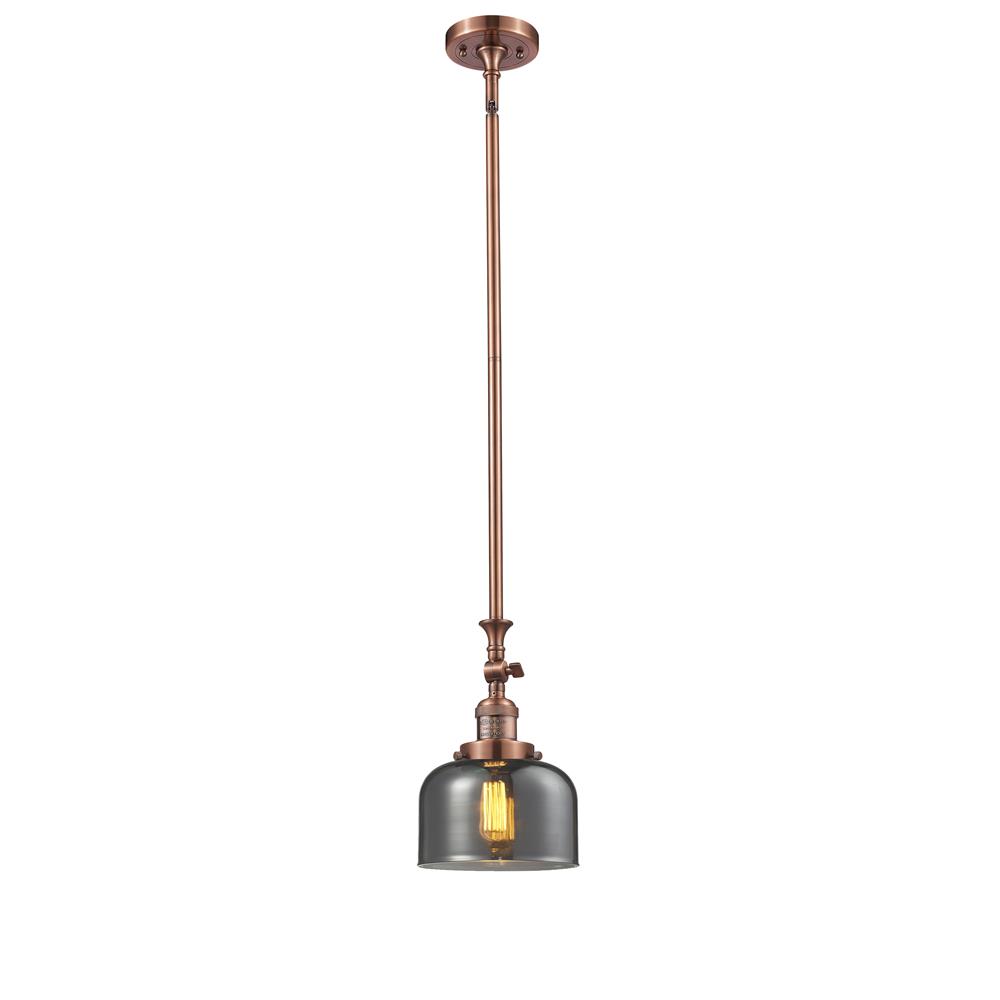 Innovations 206-AC-G73-LED 1 Light Vintage Dimmable LED Large Bell 8 inch Mini Pendant in Antique Copper