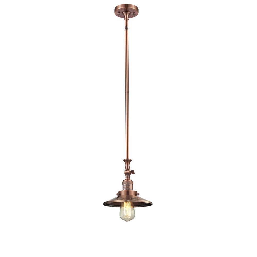 Innovations 206-AC-M3-LED 1 Light Vintage Dimmable LED Railroad 8 inch Mini Pendant in Antique Copper