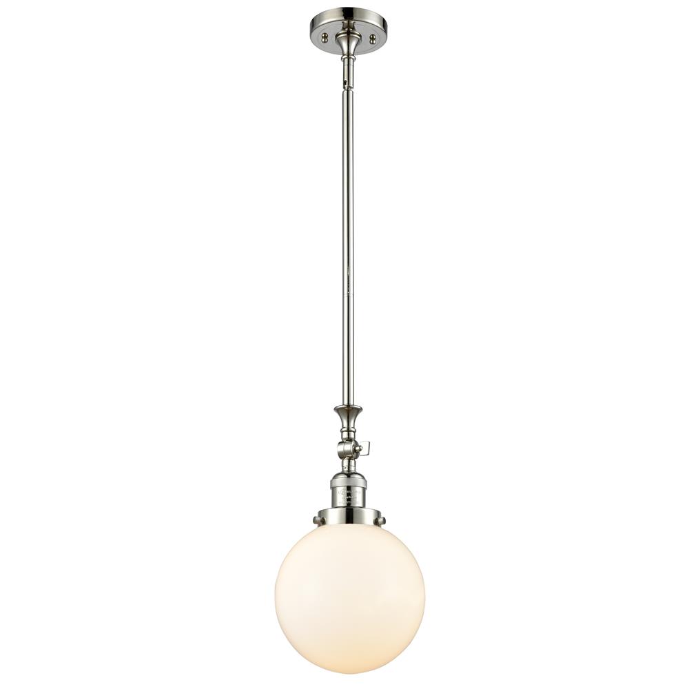 Innovations 206-PN-G201-8 1 Light Beacon 8 inch Mini Pendant in Polished Nickel
